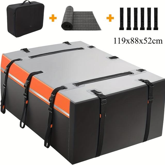 TEMU Dachbox für Fahrzeuge, Auto Dachbox, 20 Kubikfuß/566 Liter, Zusammenklappbarer Dachbehälter mit Anti-Rutsch-Matte und sechs Türhaken, 1000D Gepäckbox für Autos mit oder ohne Dachträger