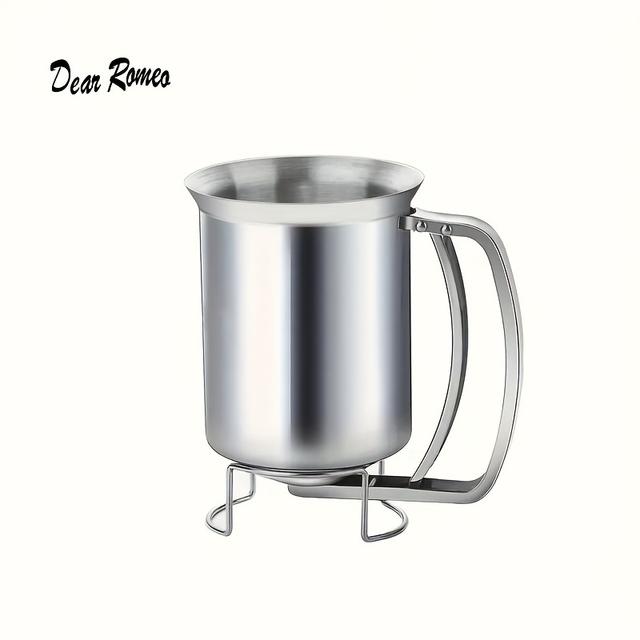 TEMU Dispensador de masa para panqueques portátil de acero inoxidable - Embudo profesional de 900 ml para hornear pasteles, cupcakes, , y panqueques
