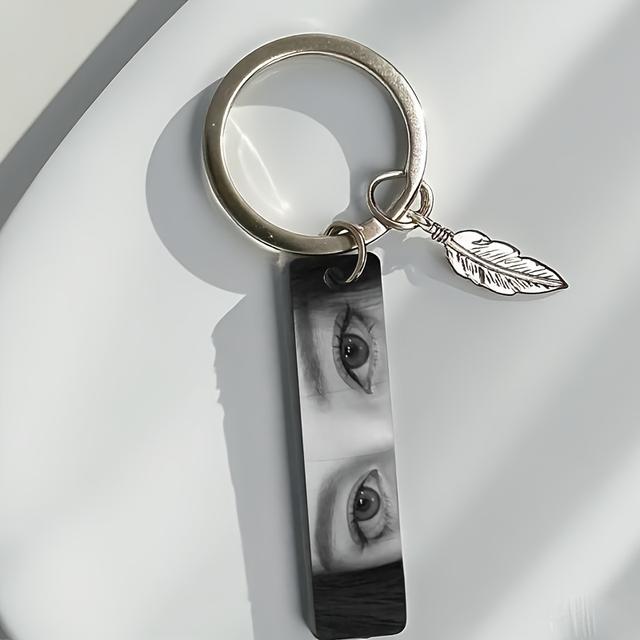 TEMU Нержавіючий двосторонній брелок з лазерним гравіюванням - персоналізація з фотографіями пари/сім'ї, зносостійкий та стійкий до вицвітання , подарунок на день , річницю та День закоханих