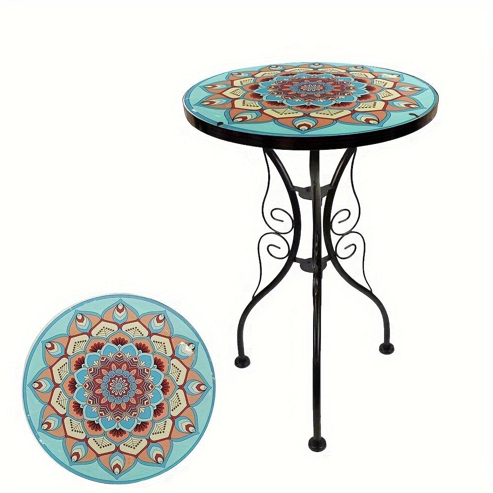 TEMU 1pc, Table d'appoint décorative pour , support à fleurs pour table, table en verre d'extérieur pour cour