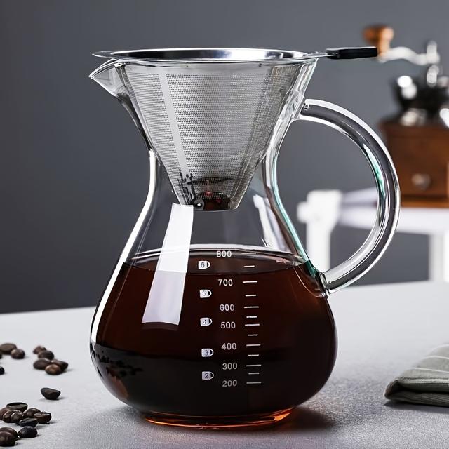 TEMU High Borosilicate Glass Carafe For Coffee , Hand Flush Pot, Household Drip Coffee Pot, Cold Extraction Filter Pot, Durable And Sturdy Glass Carafe For Everyday Coffee Brewing