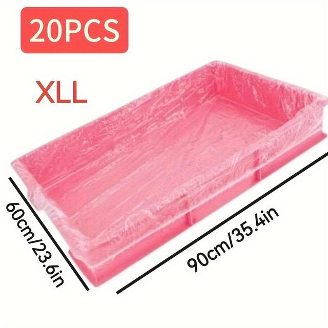 TEMU 20 قطعة غطاء فيلم قمامة لصواني قفص الحيوانات الأليفة الصغيرة متعددة الأحجام للأرانب والطيور/الحيوانات الأليفة الصغيرة قفص القط والكلب كيس فضلات القط تنظيف المستلزمات [XS XL متعددة الأحجام]