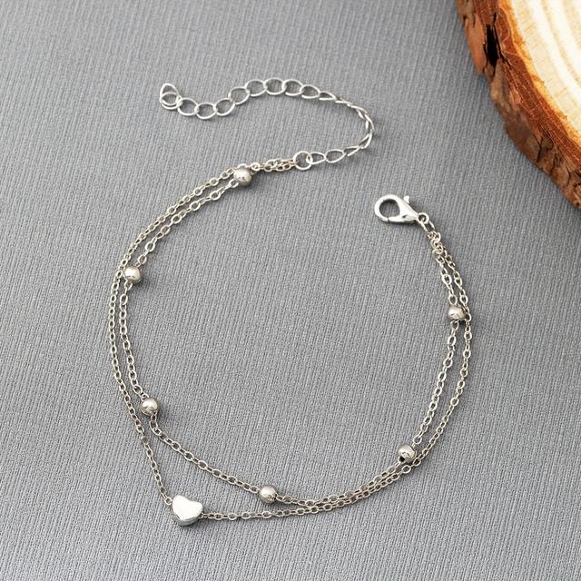 TEMU 1pc Of Women's Layered Chain Anklet, Made From Electroplated Alloy, A Stylish Accessory Suitable For Parties Or Holiday Gifts