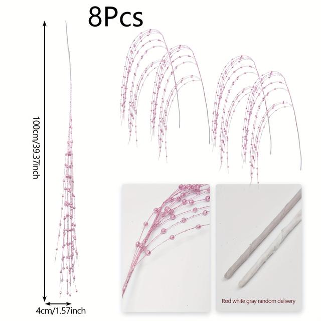 TEMU 8 Zweige 100 cm (39,37 Zoll) Weihnachtsbaum-Aufsatz Dekorative Einfügungen für Weihnachtsbaum Weihnachtskranz Funkelnde Dekorative Vase Blumendekoration (Pink)