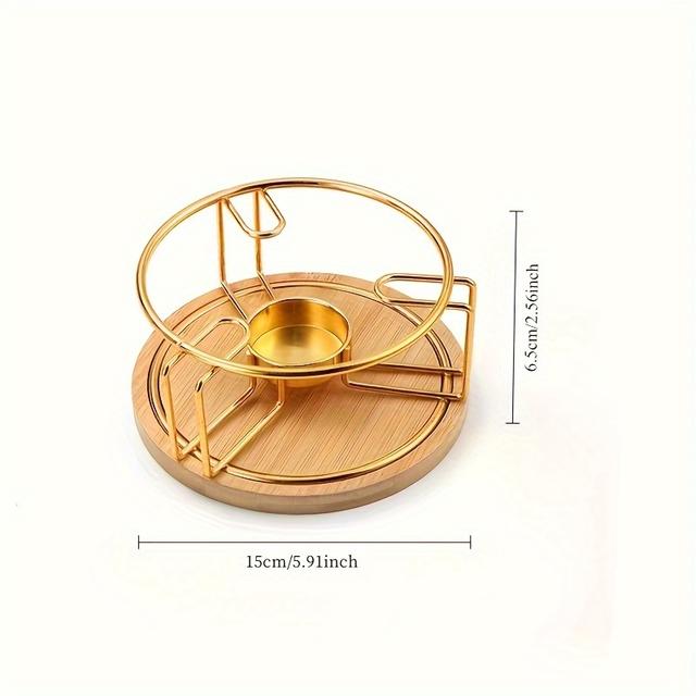 TEMU Golden Candle Heating Base | Decorative Tea Kettle Stove, Suitable For Kitchen, Party, Restaurant | Iron Material, Ideal For Father's Day, Halloween, Christmas, Easter, Thanksgiving