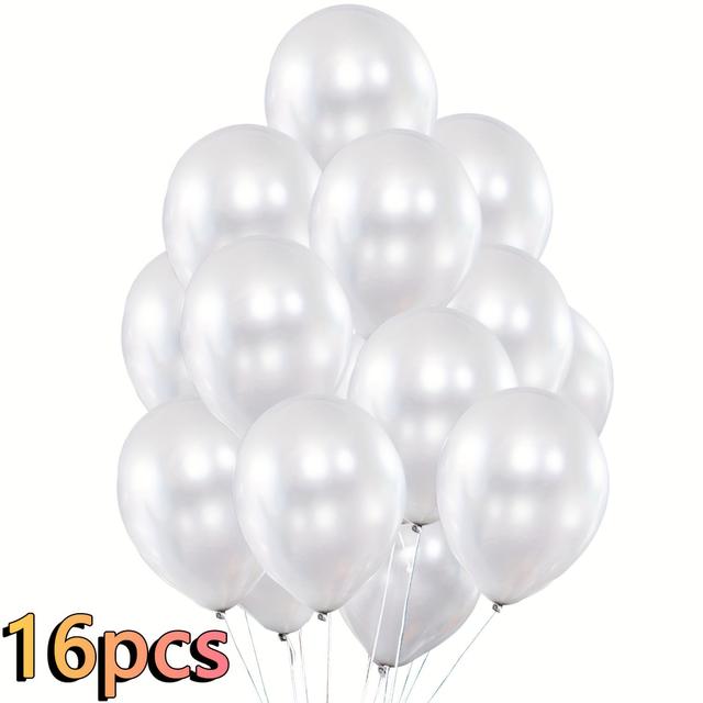 TEMU 16pcs Balloons, 10inch Pearlescent White Colour Round Latex Balloons, For Wedding, Birthday , Christmas Party, Bridal Shower, Anniversary, Halloween Party, Reunion Party Supplies