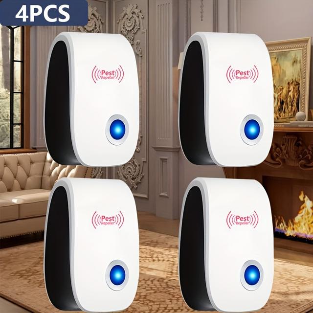 TEMU Home 4pcs Set, Ultrasonic Pest Repellent - Suitable For Home, Kitchen, Office, Hotel, Warehouse, Etc., Drives Out , , Mice, Etc., Pest Controller, Silent And / Essential Household Tool For Summer