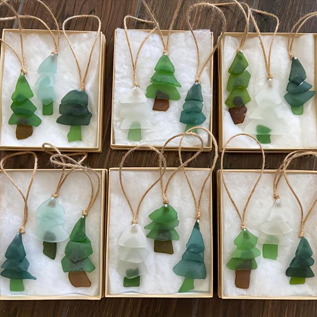 TEMU 3pcs Sea Glass Summer Beach Decor Valentine's Day Summer Hanging Decor Bohemian Vintage Rustic Outdoor Garden Handmade Diy Holiday Necklace Packaging Decor Birthday Gift