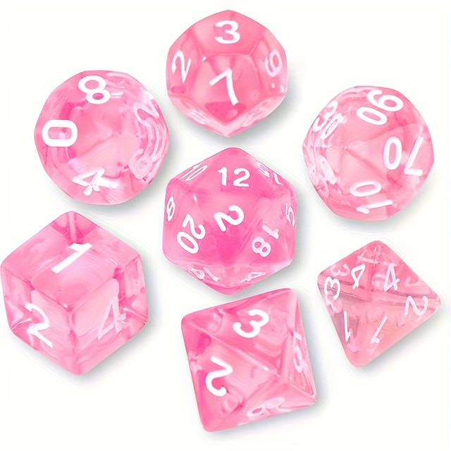 TEMU Poliedrikus kockakészlet DND RPG-hez MTG Szerepjáték Társasjáték RPG Poliedrikus kockajáték 7 kocka készlet. Rózsaszín átlátszó és piros átlátszó