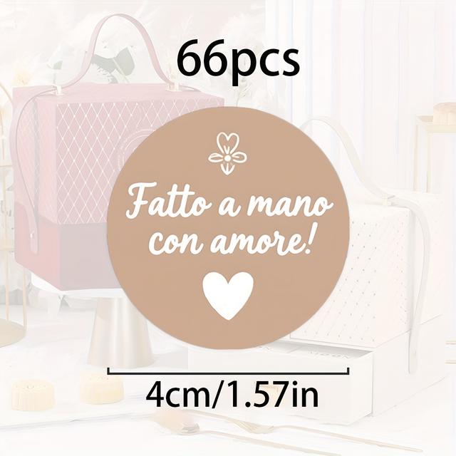 TEMU 66 Pezzi Adesivi Etichette con " a Con Amore!" e un Cuore, Stile e , Ideali per Confezioni Regalo, Etichette, Buste, , Feste, ecc., un'