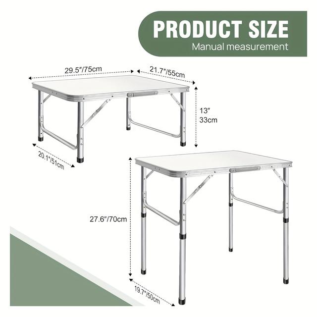 TEMU Table de Camping Pliante 75x55x33/70cm, Table de Jardin, Table d'Appoint, Table de - Réglable en Hauteur