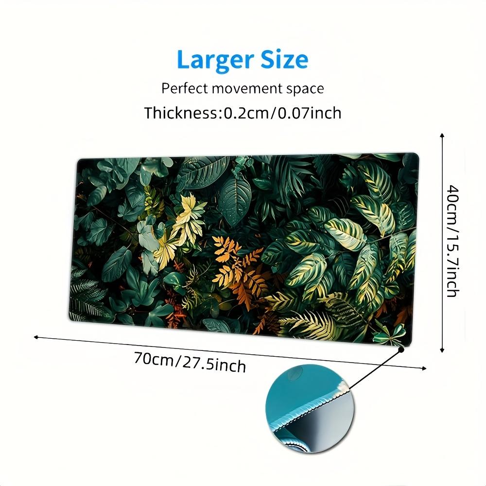 TEMU Extra-large Green Leaf Desk Mat - Non-slip, Stitched Edges, For Home Office & Gaming, 35.4x15.7 Inches - Perfect Gift For And Women, Mouse Pad
