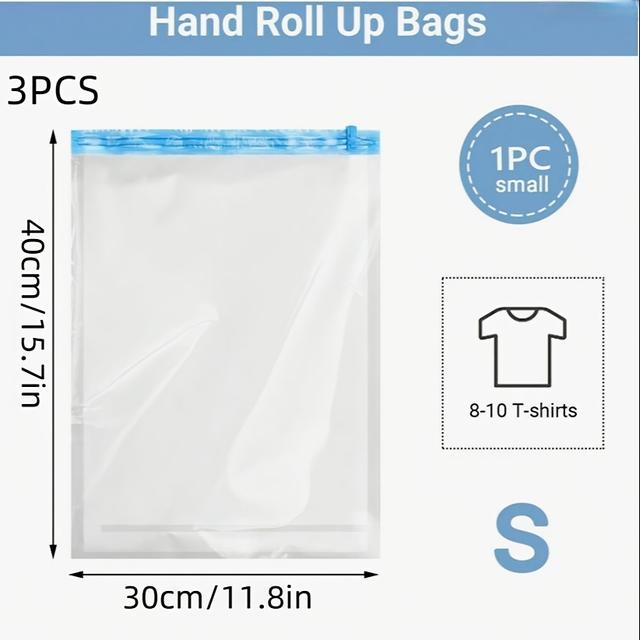 TEMU 3pcs-: Bags Without Pump - Space Saver Bags - No Vacuum Or Pump Needed For Travel, Affordable And Super , Merry Christmas, Roll Up