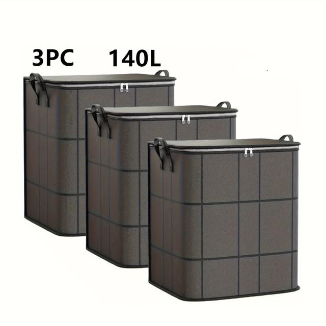 TEMU 3 szt. Składane Torby do Przenoszenia Garderoby, Duża Pojemność, Podwójny Zamek z Uchwytami do Przechowywania Ubrań i Pościeli, Idealne do Przeprowadzek, Podróży, Koszy i Worków pod Łóżko