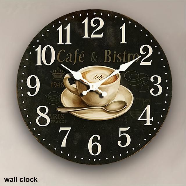 TEMU 1 Okrągły Zegar Ścienny, Zegar Pamięci Kawy 1948, Dekoracja w Stylu Vintage, Cichy Bez Tykania, Idealny do Dekoracji Domowej na Święta i Prezent