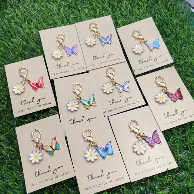 TEMU 12pcs Colorful And Daisy Keychain Set, Fashionable Animal Theme Design Suitable For Bag Charms, Perfect Gift For Day, Father's Day, Graduation Season, Suitable For Women