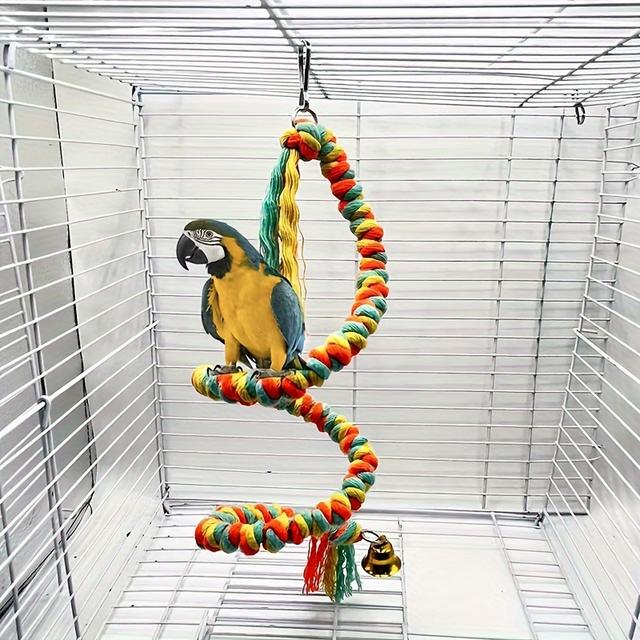 TEMU A Colorful Rope Climbing Toy For Parrots, Designed For Rotation And Decoration In Birdcages, Suitable For Birds To Chew And Climb