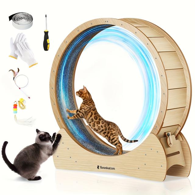 TEMU Large Exercise Wheel For Cats And Dogs, Xl Size – Indoor Wooden Running Wheel, Safe And Comfortable, Prevents Obesity In Cats, Perfect Christmas Gift