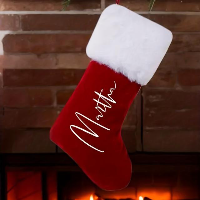 TEMU 2025 Personalized Christmas Socks, Red Plush Christmas Socks, Socks, Custom Socks With Names, Living Room Decoration, Gifts For Him