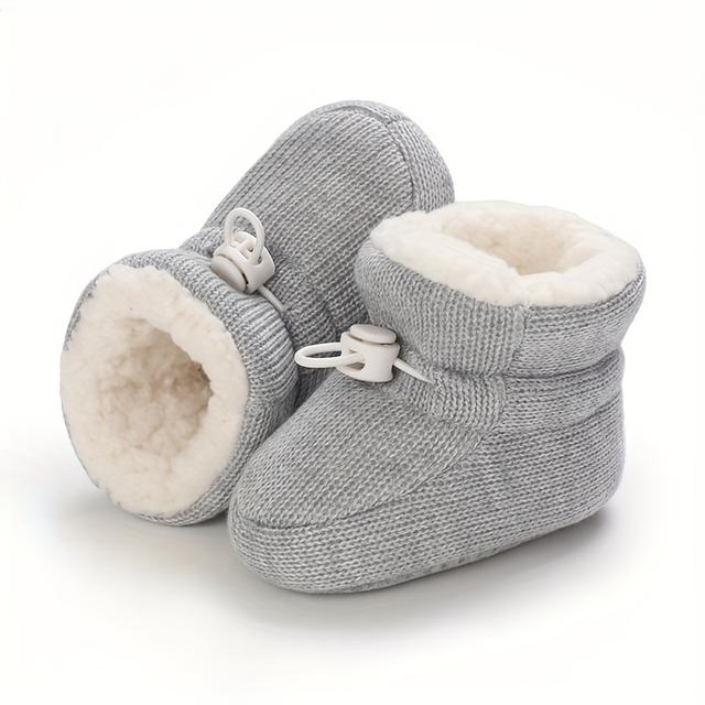 TEMU Children's Shoes Winter Velvet Thickened Warm Shoes Soft Shoes 6-9-12 Months Anti-fall And Non-slip