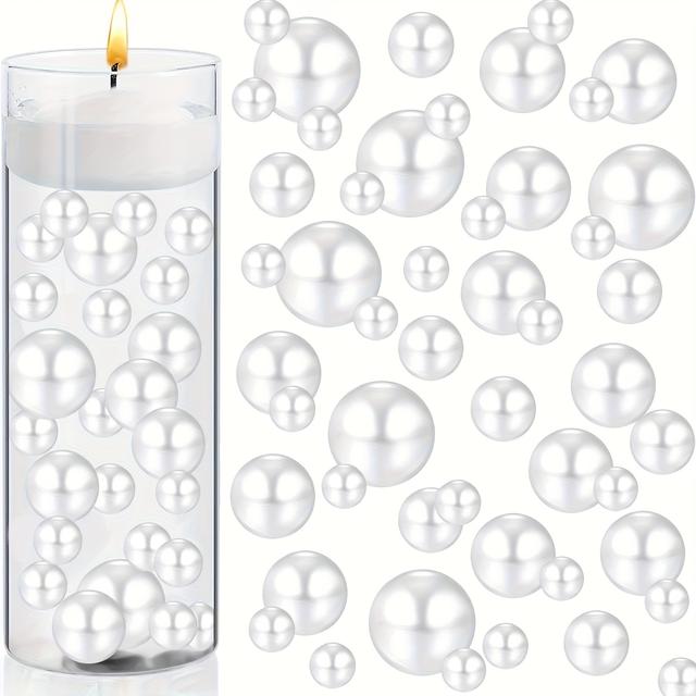 TEMU 580pcs Floating Beads For Vase Fillers - 5/8"/12mm & Small Plastic Pearls, Wedding Centerpieces, Party Decorations, Vase Fill With Floatable Beads (no Sink) - To Use For & Events