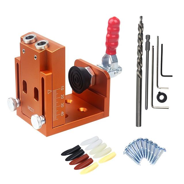 TEMU Quick Hole Doweling Jig Kit Woodworking Hole Locator Hole Puncher Wardrobe Cabinet Pocket Hole Jig Woodworking Tools