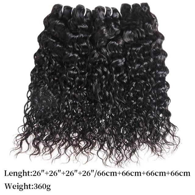 TEMU 4pcs Water Wave Human Hair Bundles Water Wave Human Hair Weave Bundles For Women - Hair Extensions, Reinforced Double Weft - Comfortable & Durable Hair Weave Applicable For All Women