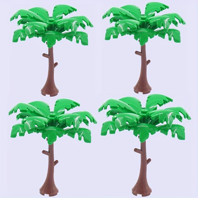 TEMU 4pcs/set Mini Building Blocks, 2x2 Banana & Coconut Trees, Diy Farm Grass Plant, Play, Children's Toys, Abs, Christmas & Birthday Gift, Assorted Colors