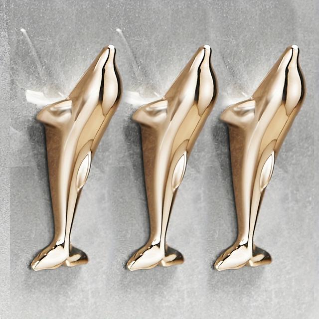 TEMU Set Of 3 Dolphin Hooks, Entryway Corner Coat Hooks, Creative Key Hooks Without Drilling, Coat Hooks, Wall-mounted Simple Bathroom Hooks