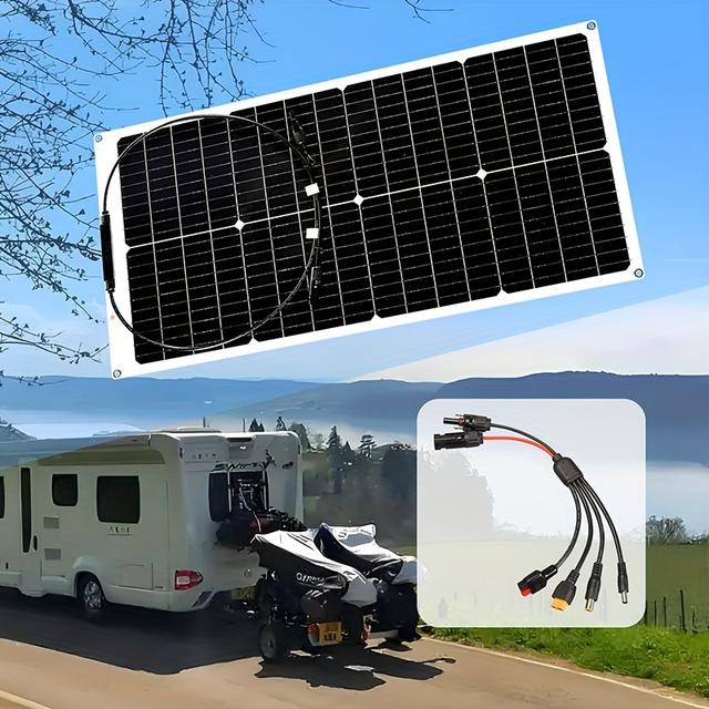 TEMU 1 Stück 70W flexibles Solarpanel, hocheffizienter Solarlader, geeignet für Wohnmobile, Autos, Camping, Yachten, Energiespeicher und Powerbanks, Outdoor-Notfall-Ladegerät