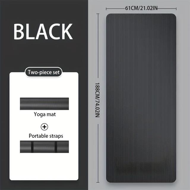 TEMU Heavy-duty Non-slip Yoga Mat Compatible For Home Gym, - Thick Cushioned Exercise Floor Mat With -slip Backing, - Solid Color / (men's & Women's) - Fitness & Training Equipment