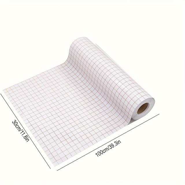 TEMU 1pc 5.0meter Clear Vinyl Transfer Paper Tape Roll Alignment Grid Application Tape For , Adhesive Vinyl For, Signs, Windows,
