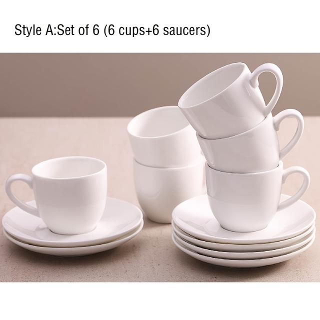 TEMU 6ks Keramická sada espresso šálků s podšálky, 3 unce bílé minimalistické kávové šálky, espresso šálky, čajové šálky, latte šálky