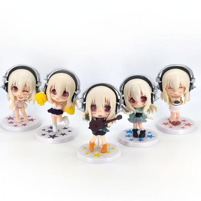 TEMU A Chibi Sonico Figurine Model Is In 5 Different Styles, Featuring Outfits And Designs. With Exquisite , Perfect For Decorating Desks And Makes A Great Gift