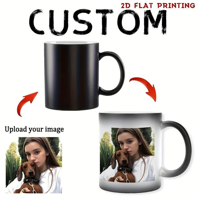 TEMU Personlig Färgskiftande Mugg - Anpassad Kaffekopp med Din Bild, Logotyp eller Text - för Jobbet, , Födelsedagar, Jubileum och Par