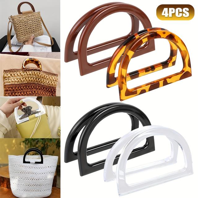 TEMU Sada čtyř D-kovů na tašky ve čtyřech barvách, ideální pro dodejšení dekorativního doteku k kabelek a plážových tašek, ideální pro háčkované slámové tašky, výrobu peněženek, DIY výrobu peněženek