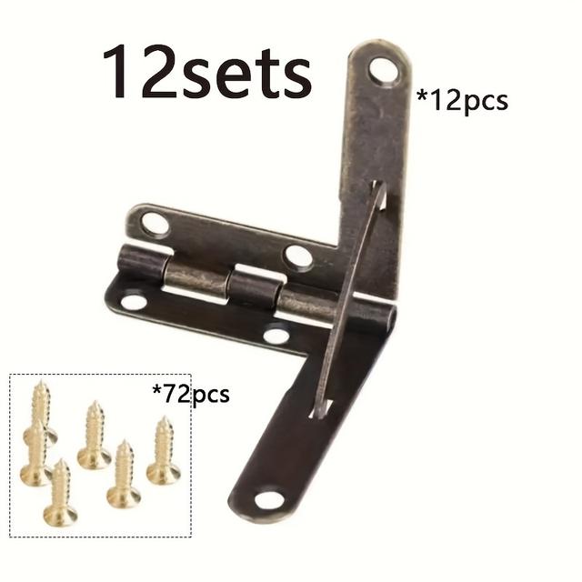 TEMU 12 Sets Of 90° Kitchen Door Hinges - Automatic Closing Spring Hardware For Storage Boxes, Accessory Boxes, And Watch Boxes, Supporting Hinges (with Screws Inside)