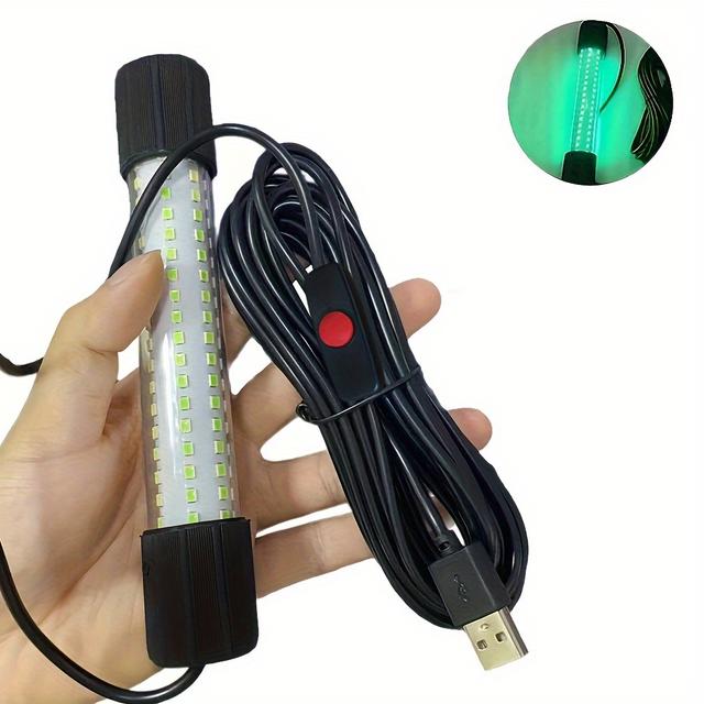TEMU 1pc Of Outdoor Lighting Equipment, Fishing Light With 126 Leds, 5-meter Line To Attract Fish, Night Fishing Gathering Light, Usb Version (without Battery)
