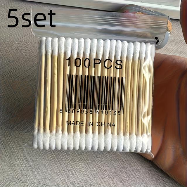 TEMU 500pcs Paraben-free Double-ended Swabs For Gentle Ear Cleaning And Makeup Application