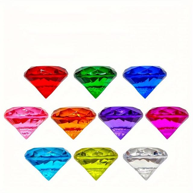 TEMU Set Of 10 Oversized Acrylic Gems, Perfect For Crafting, Filling Vases, Gift Bags, Birthday Presents, Tabletop Decor, Party Embellishments, And Aquarium Decor