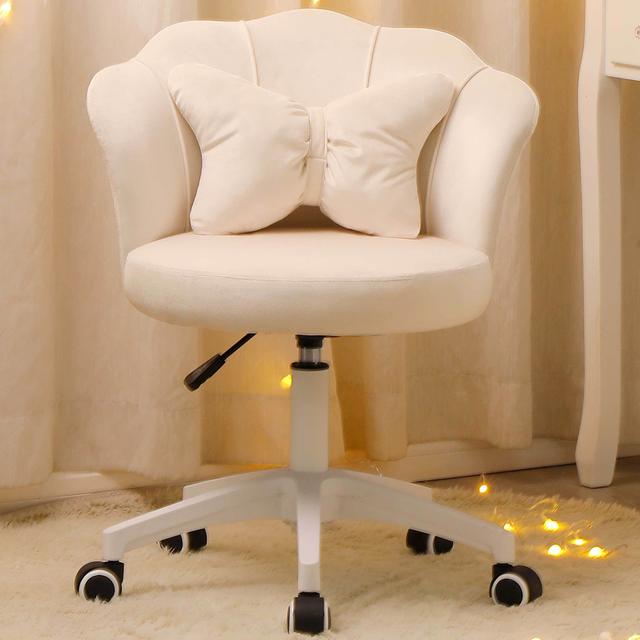 TEMU Dyhome 1pc Black Home Office Desk Chair For Living Room, Studying, Vanity Makeup Chair, Computer Chair 360°swivel Task Chair Height, Adjustable Velvet Accent Chair