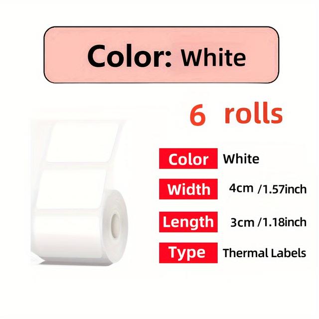 TEMU 6 Rolls Of 230 Labels/roll Thermal Sticker Labels - 1.57"x1.18"(40x30mm) Thermal Labels, Suitable For M110/m221/m220/m120/, Suitable For Barcode/address/mailing/sign/commercial/home Labels