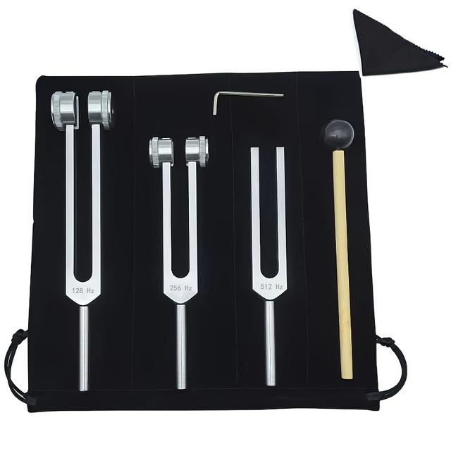 TEMU A Set Of , Aluminum Alloy Tuning Forks 128hz, 256hz, 512hz, Tuning Fork Tool, Uncharged Silver Gray Sound Musician Set With Hammer