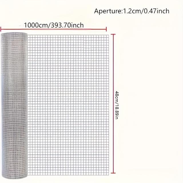 TEMU A 1000cm/393.70in Galvanized Welded Wire Roll, Suitable For Chicken Coops, Gardens, Pet Enclosures, And Tree Protection