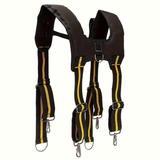 TEMU H Style Tool Belt Suspenders With Large Moveable Phone Holder, Pencil Holder, Adjustable Size Padded Suspenders