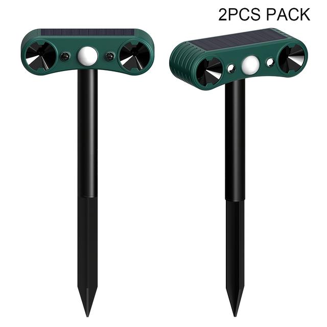 TEMU 2 Pack Solar Technology Animal Repellent Outdoor Ip55 Animal Deterrent With Motion Sensor Alarm Flashing White Light Repelling Raccoon, Fox,deer For Yard Garden Lawn Working At Night