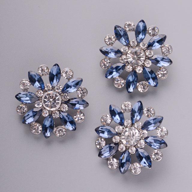 TEMU 3 Kristall-Inlagda Knappar, Geometrisk Mönster i Legering, Festlig Stil Knäpptillbehör för & Väskor, DIY Syknappar, Lämplig för 15+ År - Blandad Färg Set