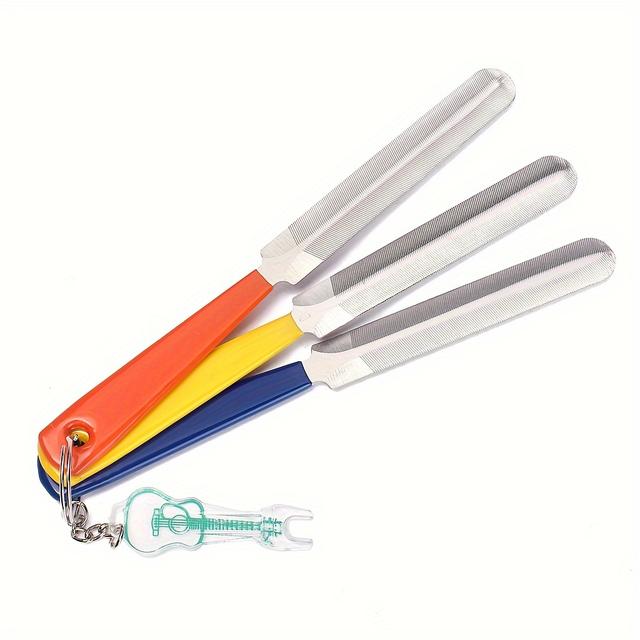 TEMU 3pcs/set Guitar Nut Files Fret Slot Filing Luthier Repair Tools Stainless Files Fret Musical Instruments Accessories