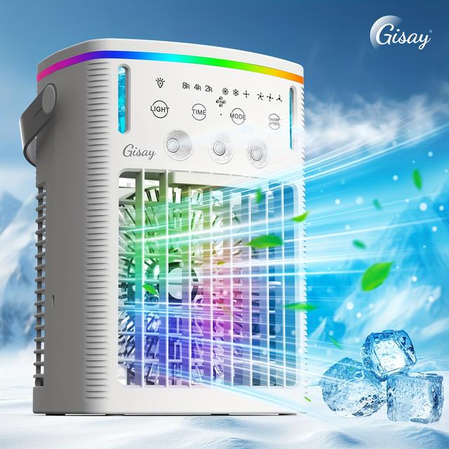 TEMU Gisay Mini USB-Luftkühler mit Luftbefeuchter und tragbarer Verdunstungskühlung, bietet drei Windgeschwindigkeiten, perfekt für den persönlichen Gebrauch im Schlafzimmer, Büro und auf Reisen