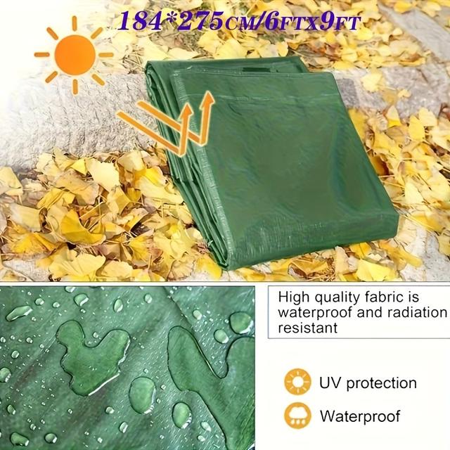 TEMU Heavy Duty Polyethylene Tarpaulin 1pc, Green Waterproof Cover With Reinforced Corners, Pe Material For Canopy, Tent, Boat, Rv, Pool